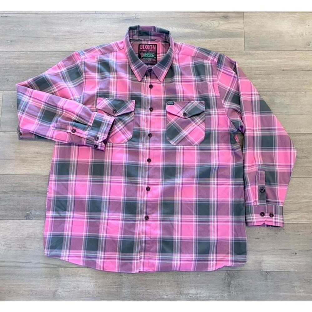 Dixxon Flannel Co Shreddy Shirt Mens 3XL Pink Plaid D-Tech Button Down